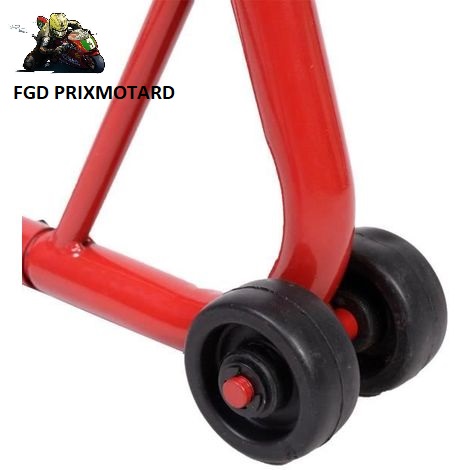 Leve-bequille moto stand p2r arriere universel renforce acier avec  fixations crochet Rouge