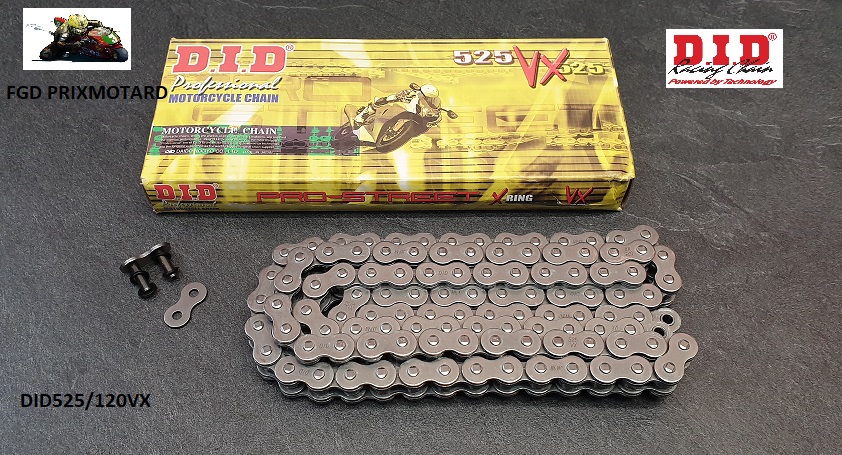 CHAINE MOTO DID 525 110 MAILLONS VX O-RING