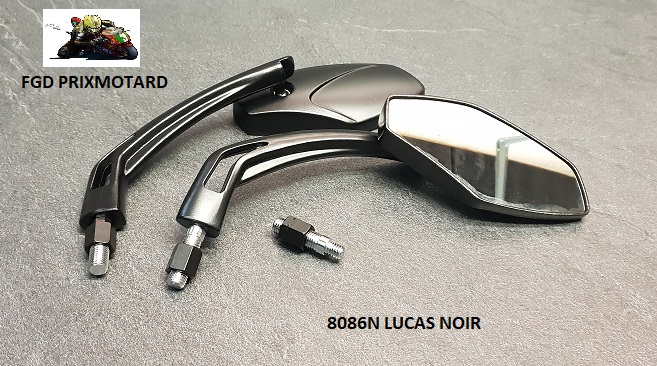 RETROVISEURS MOTO METAL NOIR LUCAS 8086N